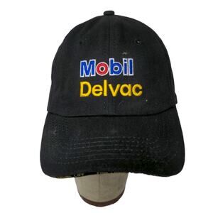 Mobil Delvac Slideback Hat OSFM Black Embroidered Spell Out Logo